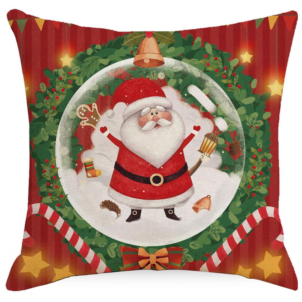 New Christmas Cartoon Pillowcase Living Room Sofa Bedroom Backrest Single Side Linen Festive Decoration Pillow
