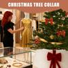 Christmas Tree Bottom Cover Holiday Plush Decor with Bow Knot Foldable Christmas Tree Base Collar for Indoor Outdoor Tabletop