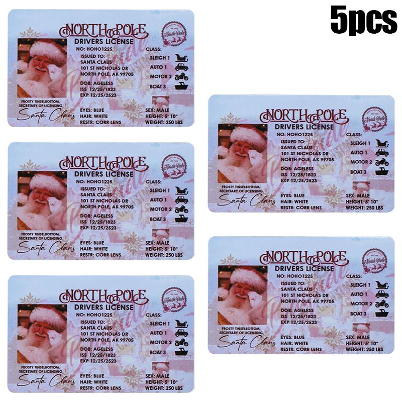 5-10 Cards Santa Claus Drivers Licence Merry Christmas Gift For Children Kids Favors 2025 New Year Party Decoration Supplies