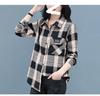 Mom's Plaid Cotton Long-Sleeve Shirt: Versatile Spring/Autumn Cardigan for Women's Fashion