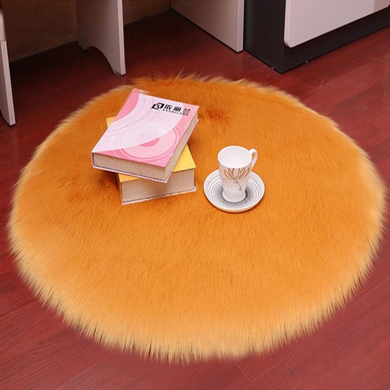 Round Plush Imitation Wool Rug - Versatile Mat for Windows, Bedside, Living Rooms, and Bedrooms