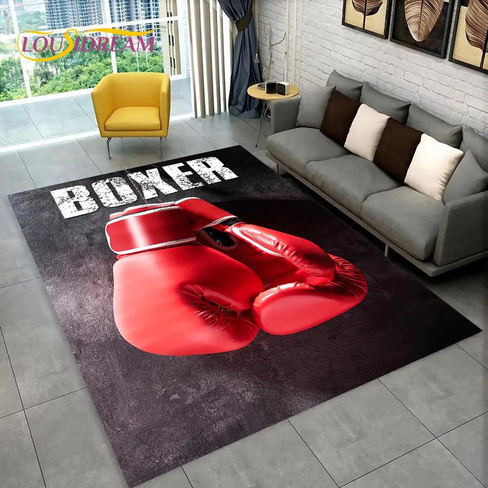 3D Boxing Gloves Boxer Fight Area Rug Large,Carpet Rug for Living Room Bedroom Sofa Doormat Decoration,kids Non-slip Floor Mat