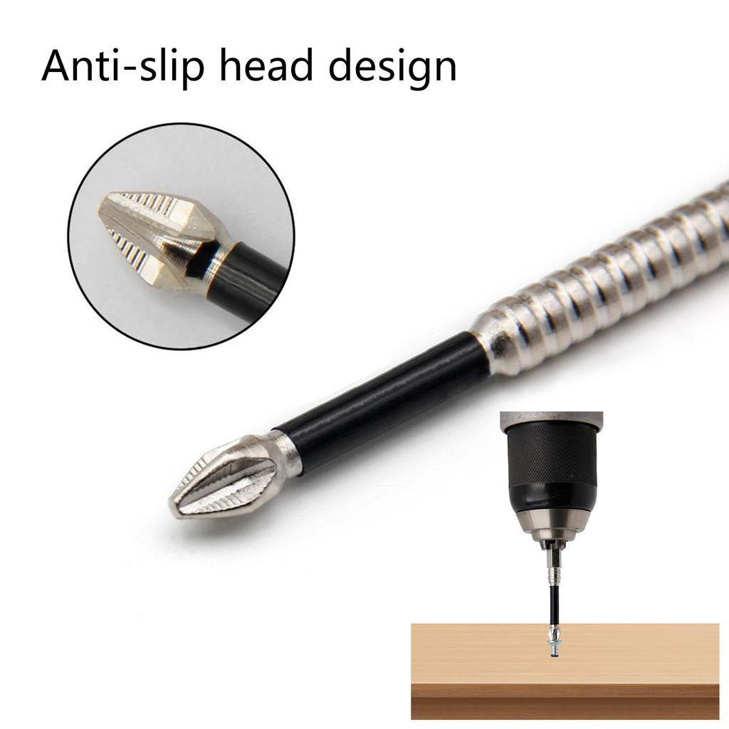 6Pcs Impact Driver Bit Set With Magnetic Alloy Steel NonSlip Long Drill Bits 50-150mm Cross Magnetic Screwdriver Bit