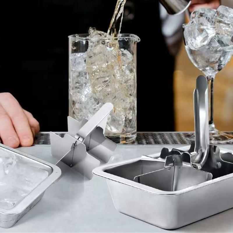Ice Cubes Mold Stainless Steel Rustproof Easy Cleaning Ice Making Mould with Handle For Cocktails Beverages