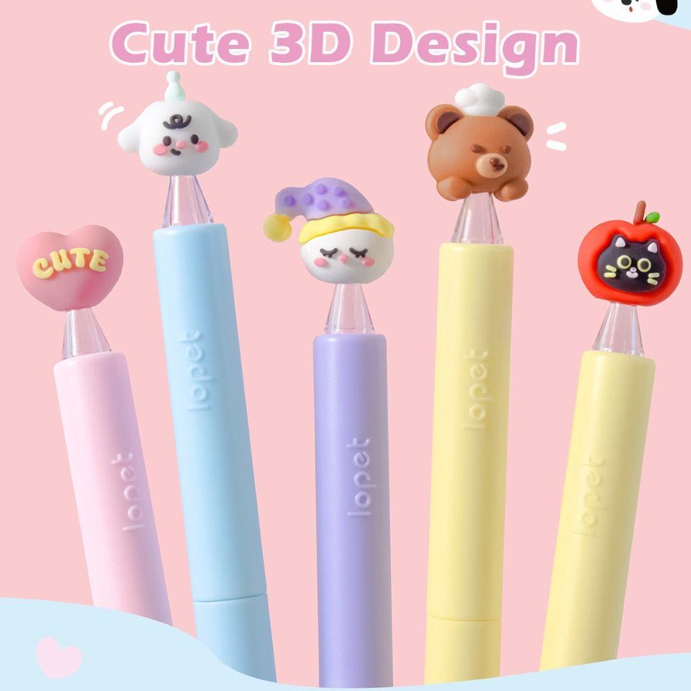 4pcs Cartoon 0.5mm ST Tip Gel Pen Set Black Ink Quick-Drying Ballpoint Pen Neutral Pen Gift