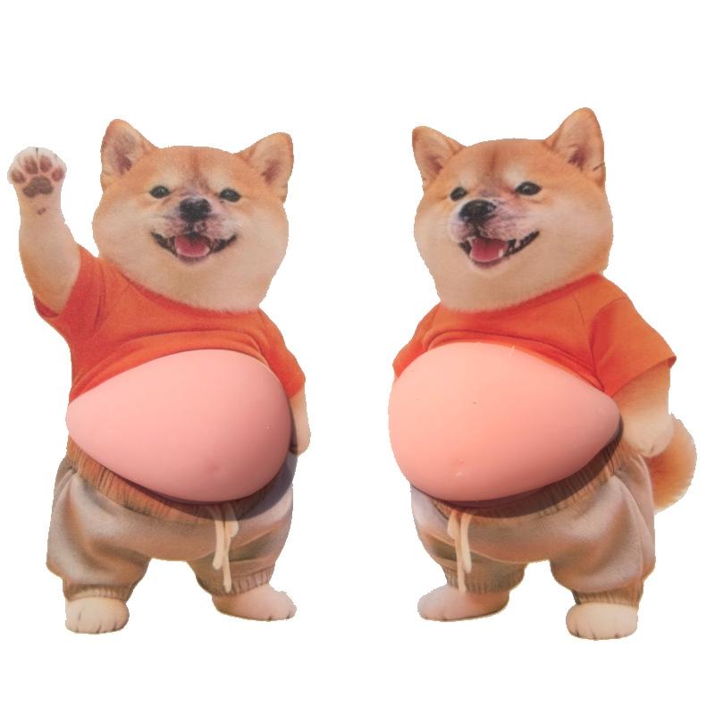 1/2Pcs Cute 3D Squeezable Soft Belly Dog Cat Stickers DIY Relieve Stress Mobile Phone Laptop Decoration Decal Home Decor