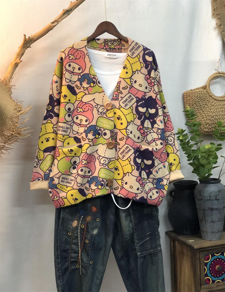 Early Autumn New Products Women's Coat Knitted Sweater Mink Knitted Cardigan V-neck Women's Loose Top Sweater Cardigan Fashion