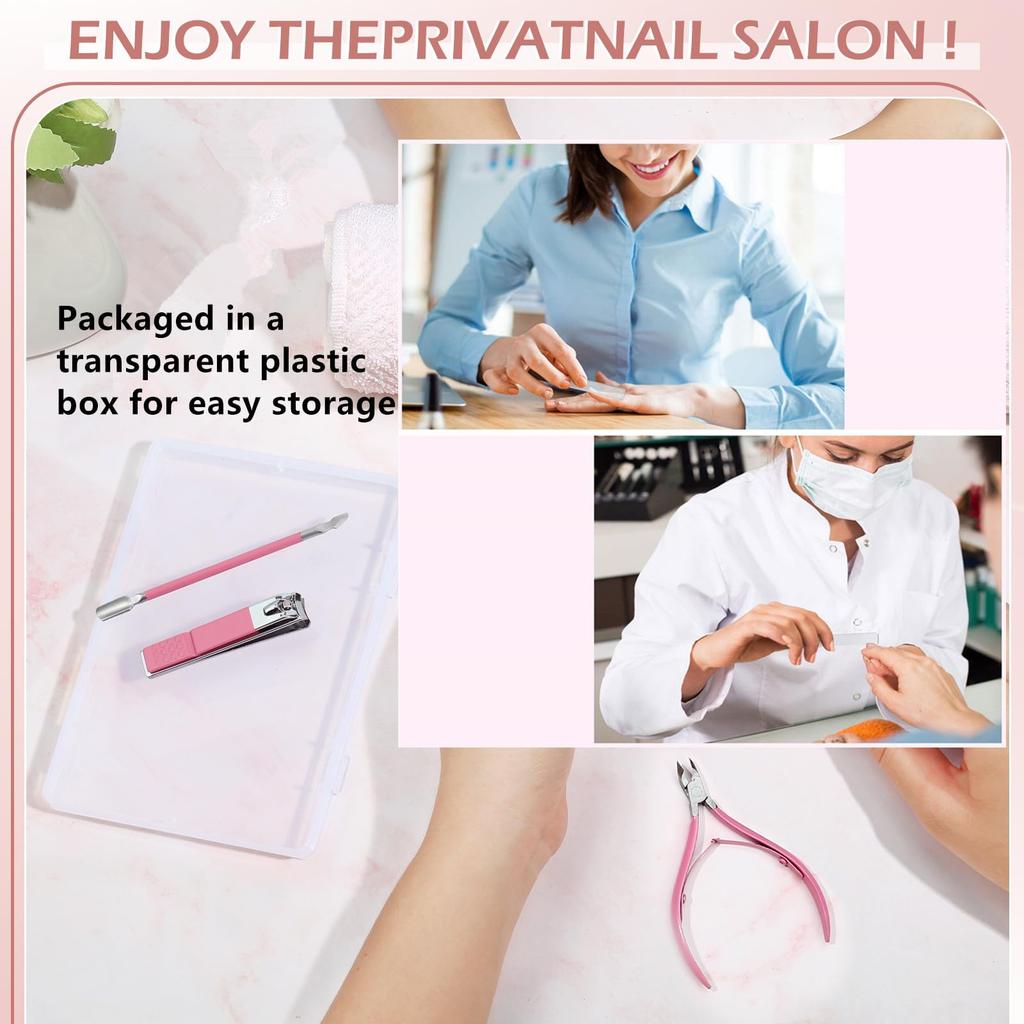Travel Nail Care Callus Nail Callus Glass Nail Portable Nail Pink Toenail Callus Set with Plastic Cover Women's Set, Trimmer, Clippers, Remover, File,