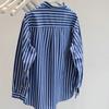 Women's Vertical Stripe Button Down Long Sleeve Loose Casual Shirt