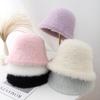 New Solid Color Plush Fisherman's Hat Children's Winter Warm Ear Protector Basin Hat Shows Small Face Versatile Bucket Hat