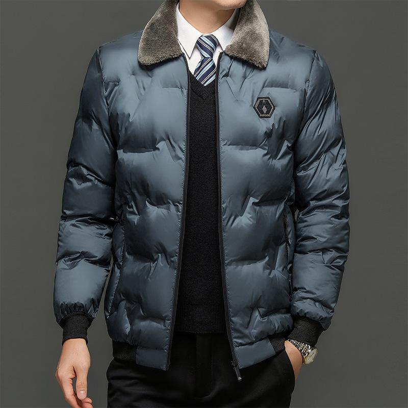 Chaqueta de algodón de felpa y espesa para hombre, chaqueta de algodón con solapa, chaqueta de invierno para preservar el calor