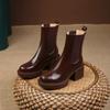 Qirui shoes Thick-soled Chelsea boots, leather inside and outside, simple and elegant