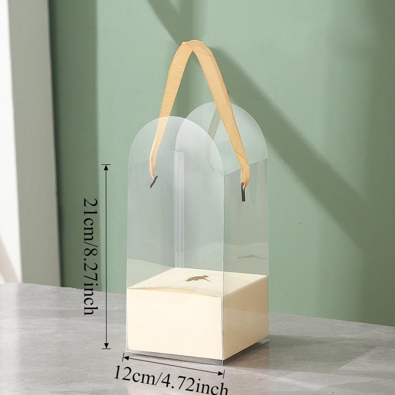 5er-Set Tragbare Klare Plastik-Blumenkästen Transparente Handheld-Rosen-Geschenkbox für Blumenstraußverpackung Kleine Florale DIY-Hülle Taschen