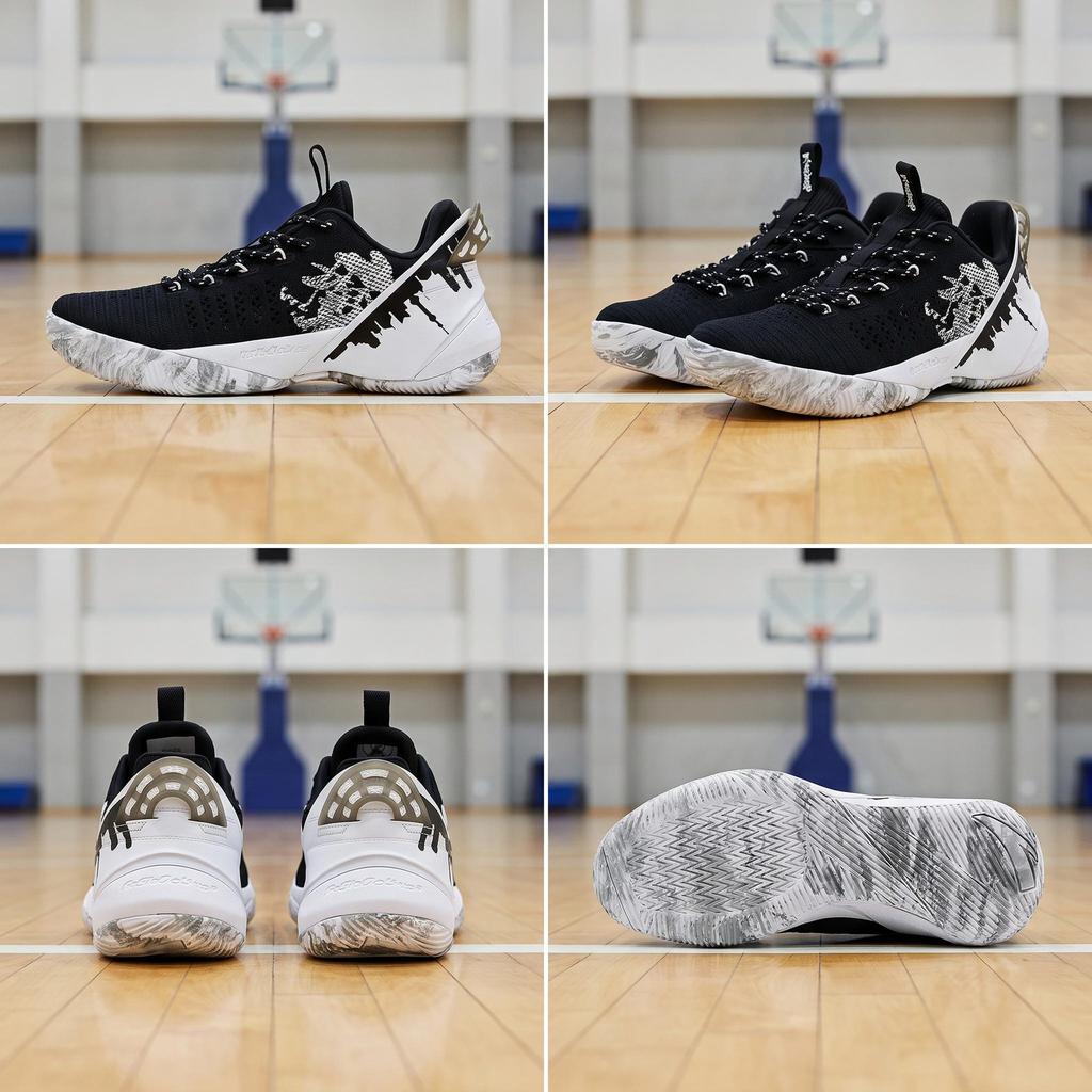 Anta Abrasion Resistant Low Top Performance Basketball Shoes Men's Black White 11931608S-2