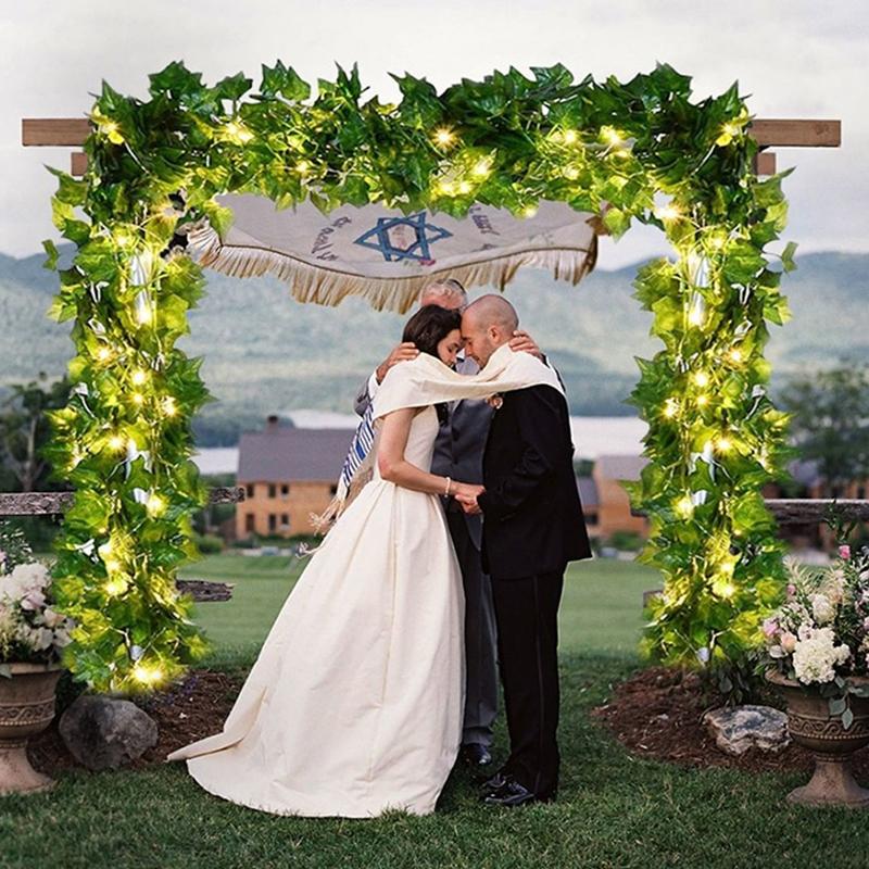 Flower Green Leaf String Lights Artificial Vine Fairy Lights Battery Powered Garland Light For Weeding Home Decor