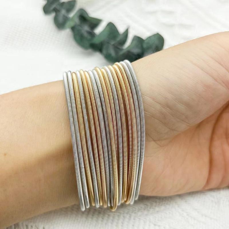 50 Pcs Beaded Gold-covered Spring Bracelet Diy Spiral Telescopic Carbon Steel Bracelet Elastic Non-Slip Bracelet Craft
