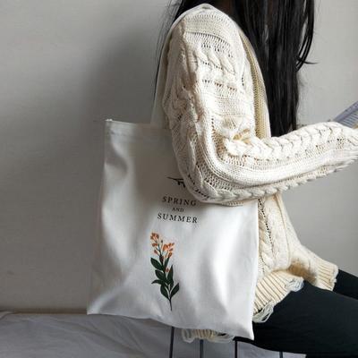 Sac à bandoulière en toile décontracté pour femmes, sac de Shopping imprimé de fleurs, sac à main en tissu de coton pour dames, grand fourre-tout écologique réutilisable