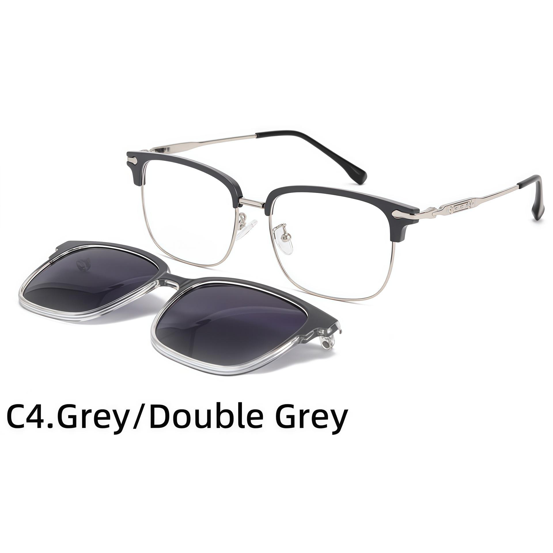 Men s Semi-Frame Polarized Magnetic Eyeglasses with Eyebrow Holder