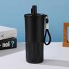 Gradient Color Minimalist Handle Strap Insulated Stainless Steel Vacuum Travel Mug With Straw Lid 600ml