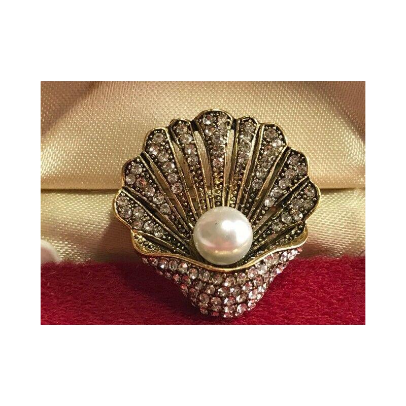 

Новый Роскошный Дизайн Европейский Винтажный Стиль Брошь со Стразами Жемчугом Ракушкой Персонализированный Темпераментный Значок на Пальто