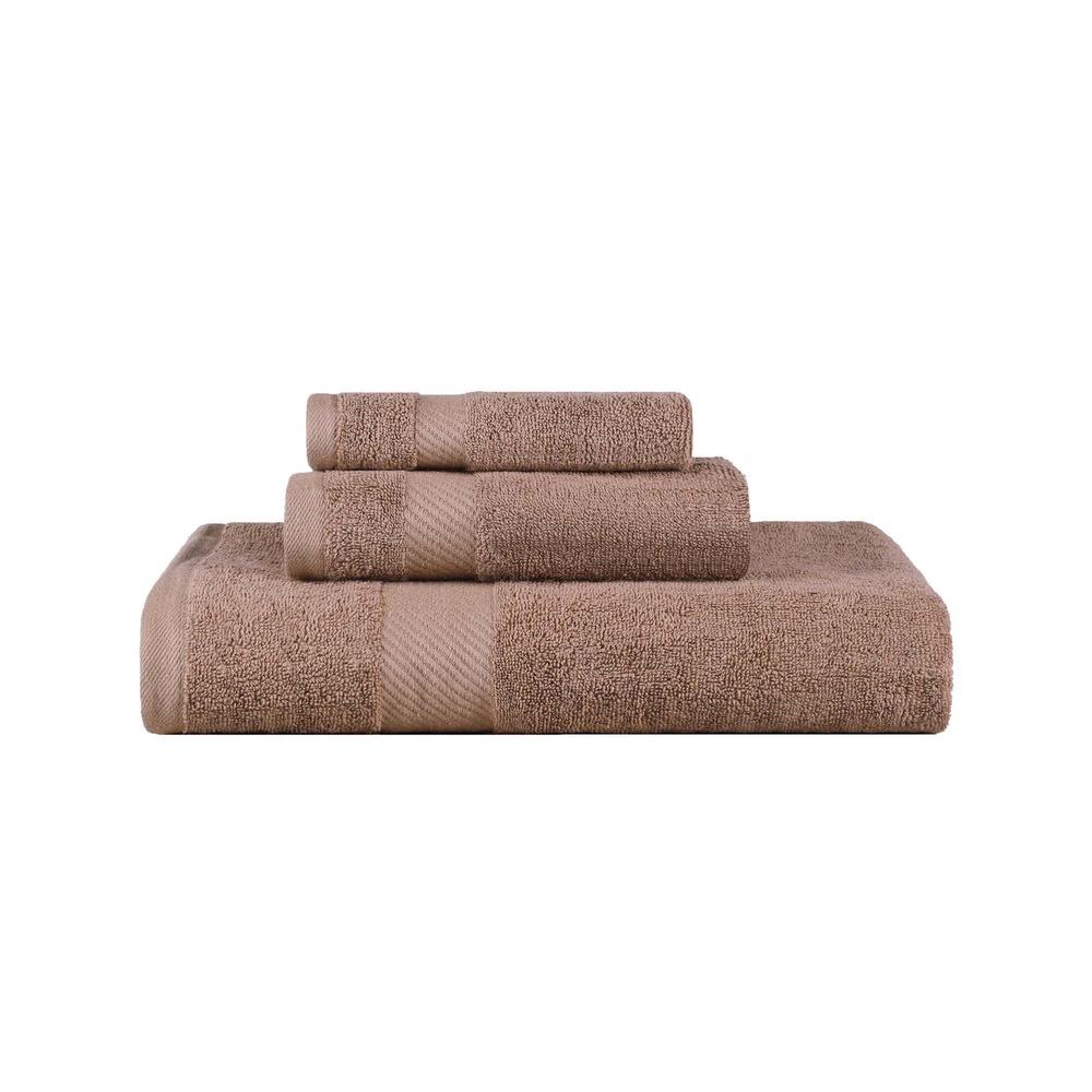 Kendell Egyptian Cotton 3 Piece Towel Set Highly Absorbent Luxury Bath Hand Face Towels Dobby Border Quick Dry Soft Durable