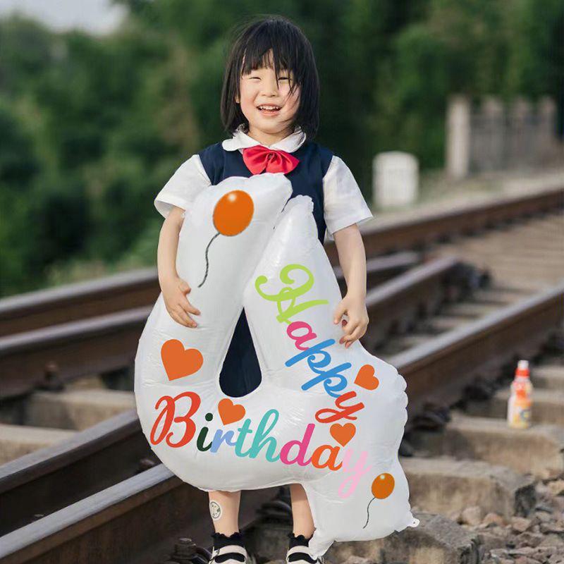 32-Inch White Birthday Number Balloon - Aluminum Film Party & Photo Prop for One-Year-Olds