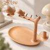Countertop Accessory Holder SpaceSaving Beech Wood Desktop Organizer with Metal Pegs for Bedroom