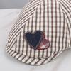 Spring Summer Plaid Forward Cap Women Heart Patch Fashion All-match Face Slimming Casual Painter Duckbill Hat