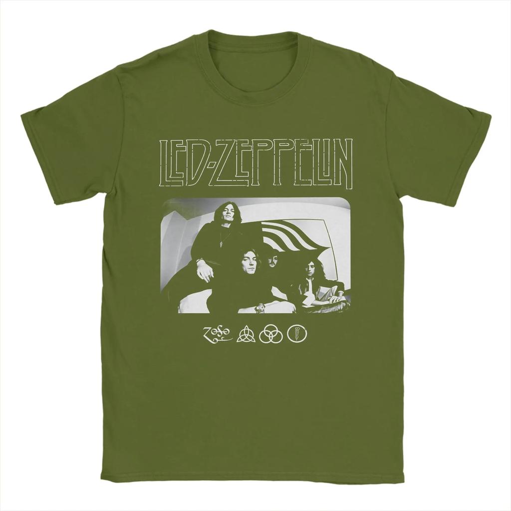 The Mother Ship Led Zeppelin T-Shirt Beach  100% Cotton T-Shirts For Men Casual Tee Shirt Short-Sleeve Streetwear Tops
