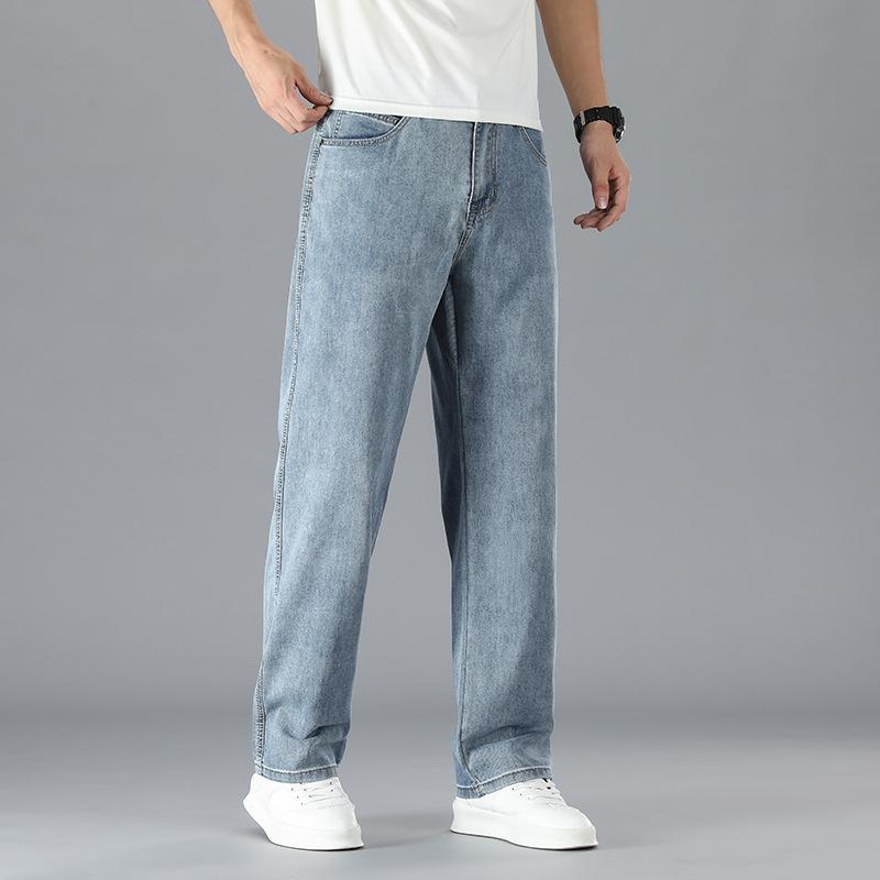 New Spring and Summer Elastic Casual Trend Versatile Straight Loose Jeans for Men