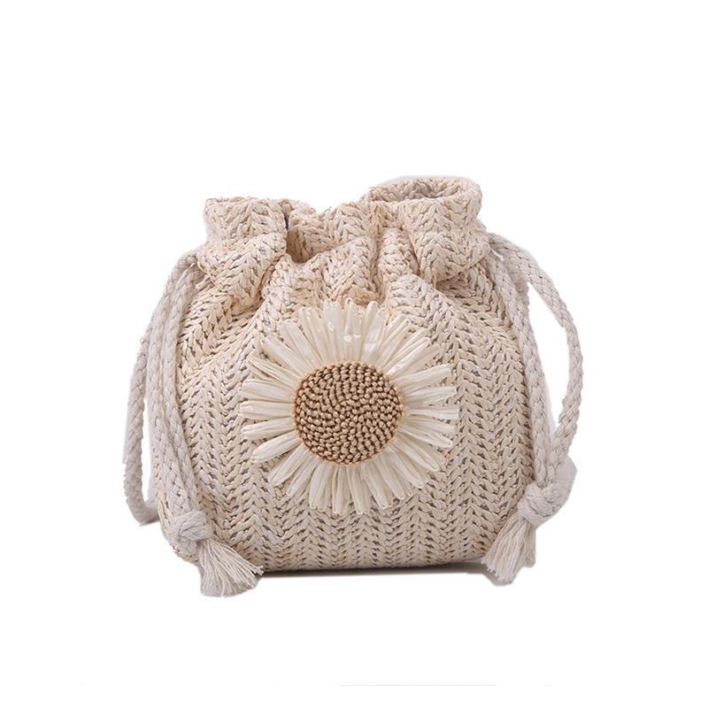 Женская сумка Новый стиль Летом Плетеная из соломы Милая Ins Сумка-ведро Персональная Девушка Сумка через плечо бежевый