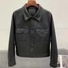 Spring and Autumn New Women's Genuine Leather Sheepskin Pocket Square Collar Short Slim Fit Motorcycle Leather Jacket