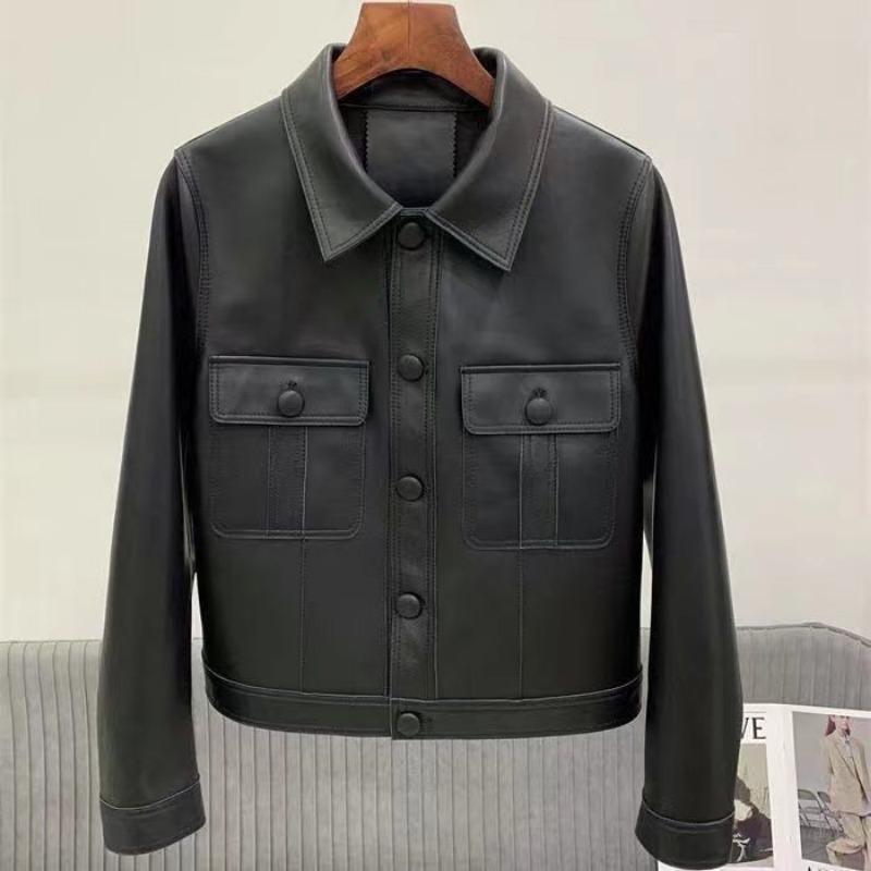 

Весна и осень, новая женская короткая облегающая куртка из натуральной овчины с квадратным воротником и карманом 3XL