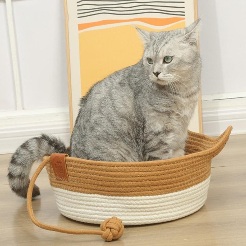 Cats Play Basket Bed Stylish Nest for Small Puppy Kittens Cartoon Kittens Mat Pet Bed Scratch Resistant for Household