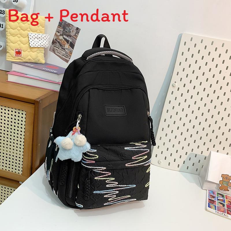 Small Cute Korean Style Backpack With Nylon For School Use чёрный