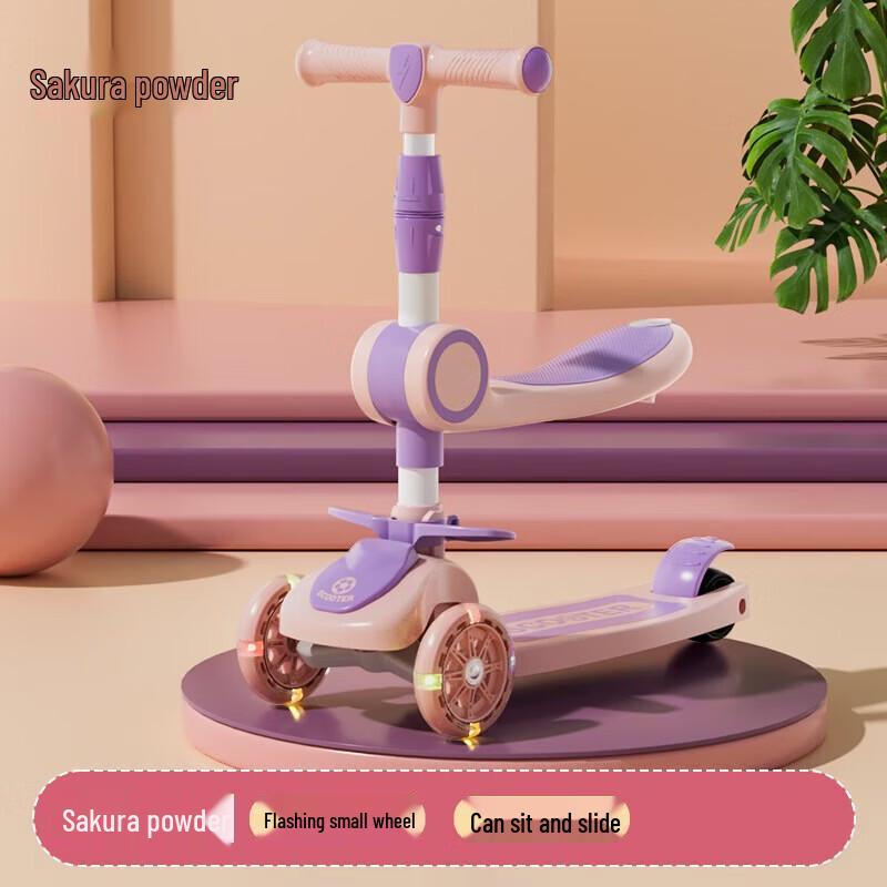 WEZHO Kids Foldable Scooter with Seat and Flashing Wheels