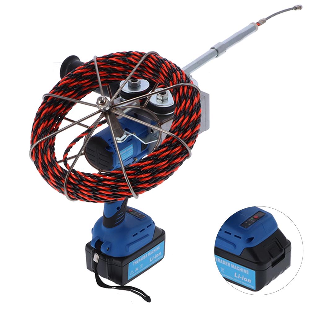 Cable Threading Machine Automatic Electric Set Plumber Wire Puller Pulling Tool KitUK Plug 100‑240V