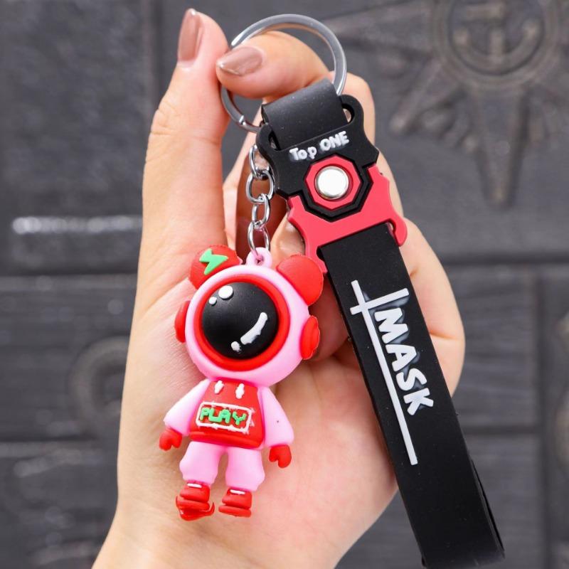 6cm Cartoon Lightning Bear Keychain Cute Astronaut Bear Doll Keyring Bag Pendant Couple Car Keyholder Creative Bag Charm Accessories