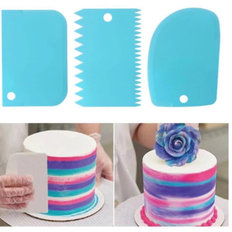 1pc/3PCS Dough Cake Cutter Slicer Spatula for Cake Cream Scraper Pasty Cutters Scraper Irregular Straight Arc Tooth Edge DIY