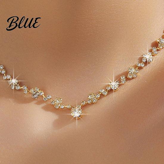 Braut-Halsketten-Ohrring-Set 3 Teile/Set Damenschmuck Strass-Choker