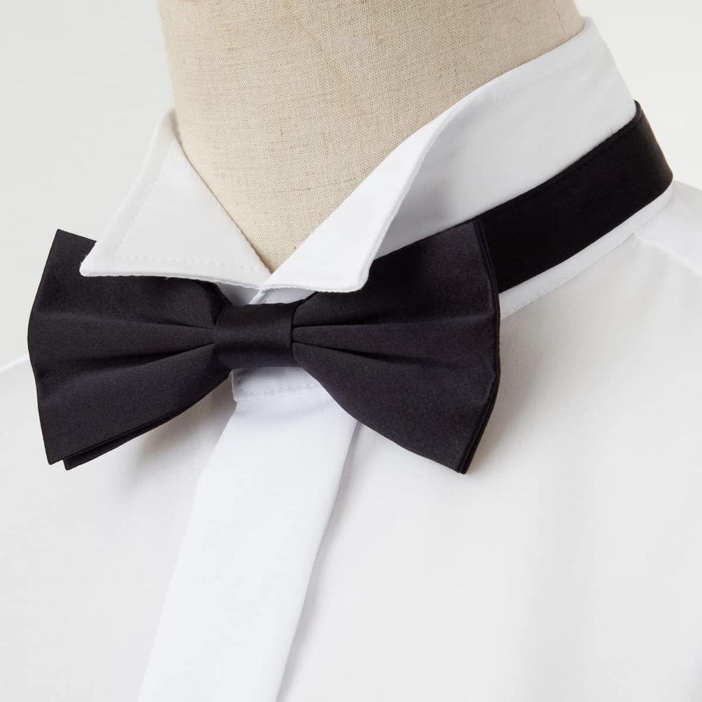 [Ojie] Bow Tie, 100% Silk, Solid Color, Formal, Wedding, Reception, Ceremonial Occasions, Party, Tuxedo, Black