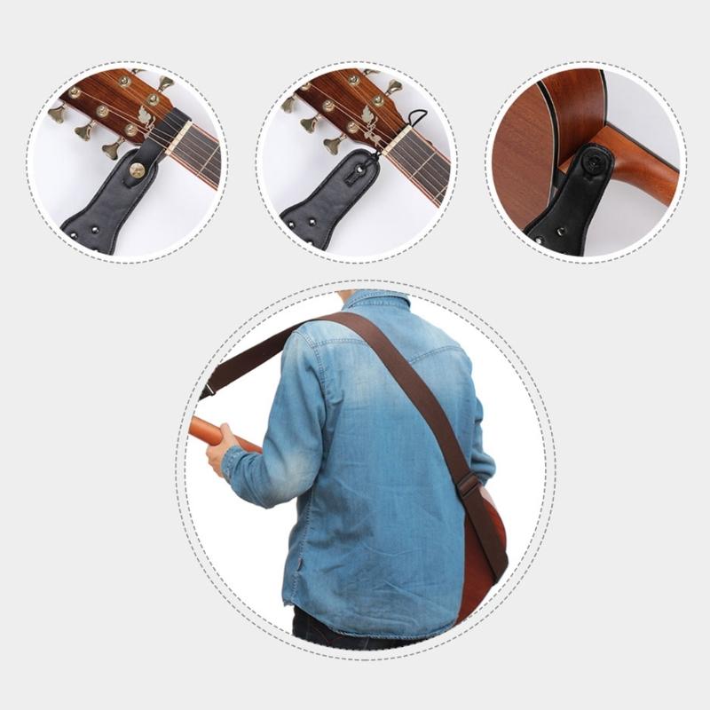 Adjustable Guitar Strap Embroidered Nylon Shoulder Strap Leather Ends Guitar Straps for Bass, Electric & Acoustic Guitar
