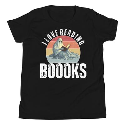 I Love Reading Boooks Ghost Book Lover Halloween Costume Youth T-Shirt