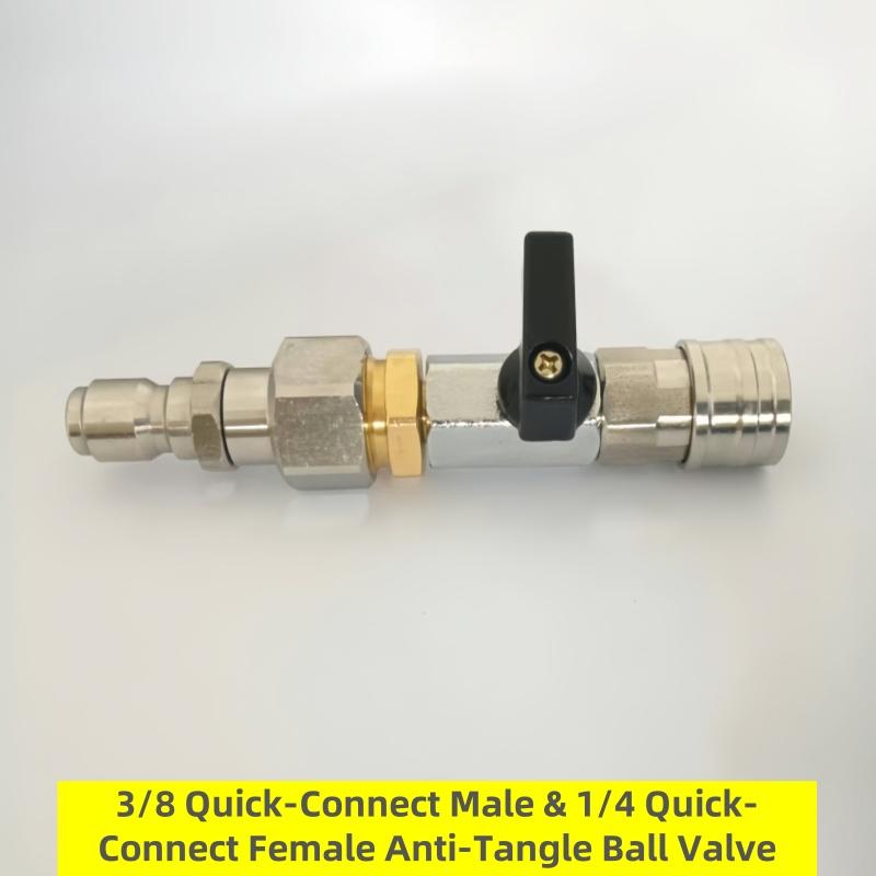 Anti - Entanglement Ball Valve, 1/4 Quick-connect Female Head & 3/8 Quick-connect Male Head, High-pressure Cleaner Accessories.