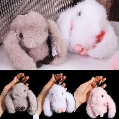 Stofftier Kaninchenfell Schlüsselanhänger Pompom Plüsch Hase Anhänger Hase Gefüllt Schlüsselanhänger Schmuck Geschenk