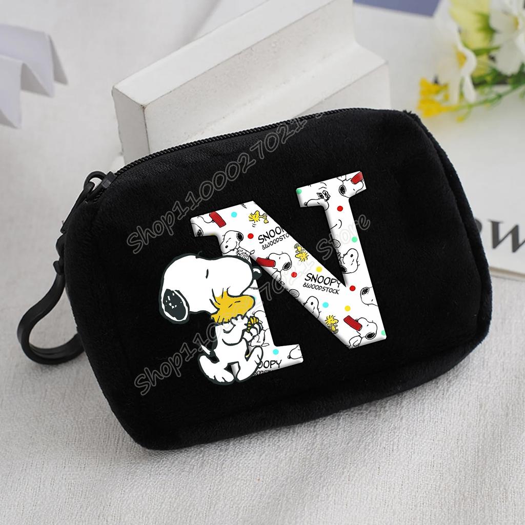 Snoopy Coin Purse Kawaii Cartoon Mini Wallet Man Woman Zipper Purse Fashion Anime Black Money Card Storage Bags Birthday Gift