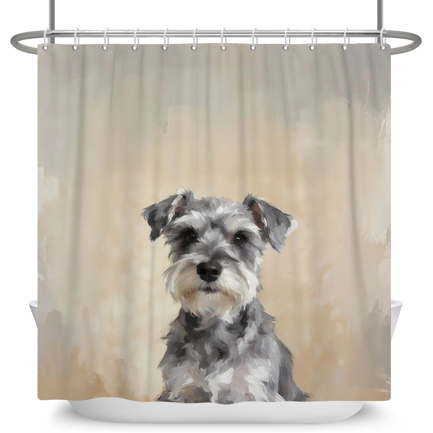 

Adorable Puppy Print Shower Curtain Nordic Minimalisim Style Waterproof Bath Curtain For Bathroom Decor Polyester With 12 Hooks W60H190(CM)-1 Pcs