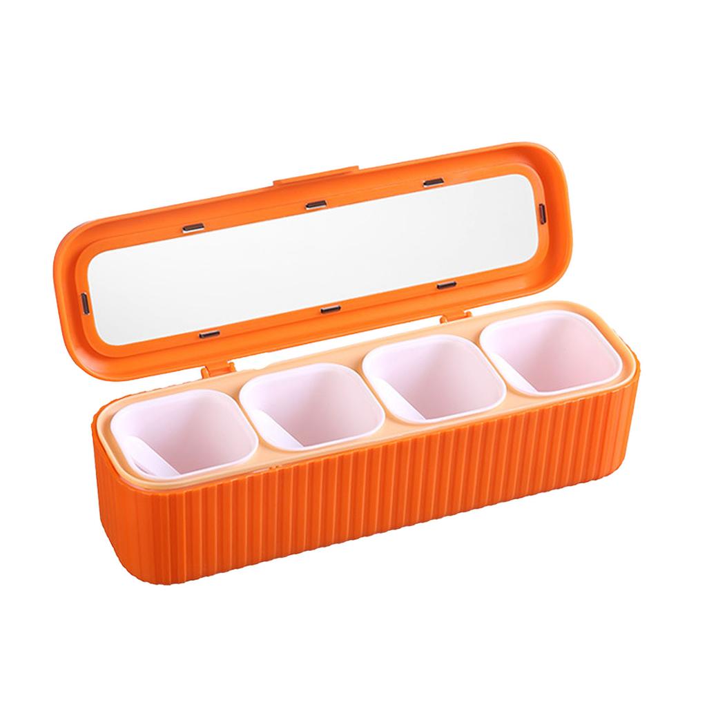 Gewürzaufbewahrungsbox Versiegelt 4 Fächer Gewürzbehälter Set Haushaltsaufbewahrungsbehälter Gewürzgläser mit Löffel