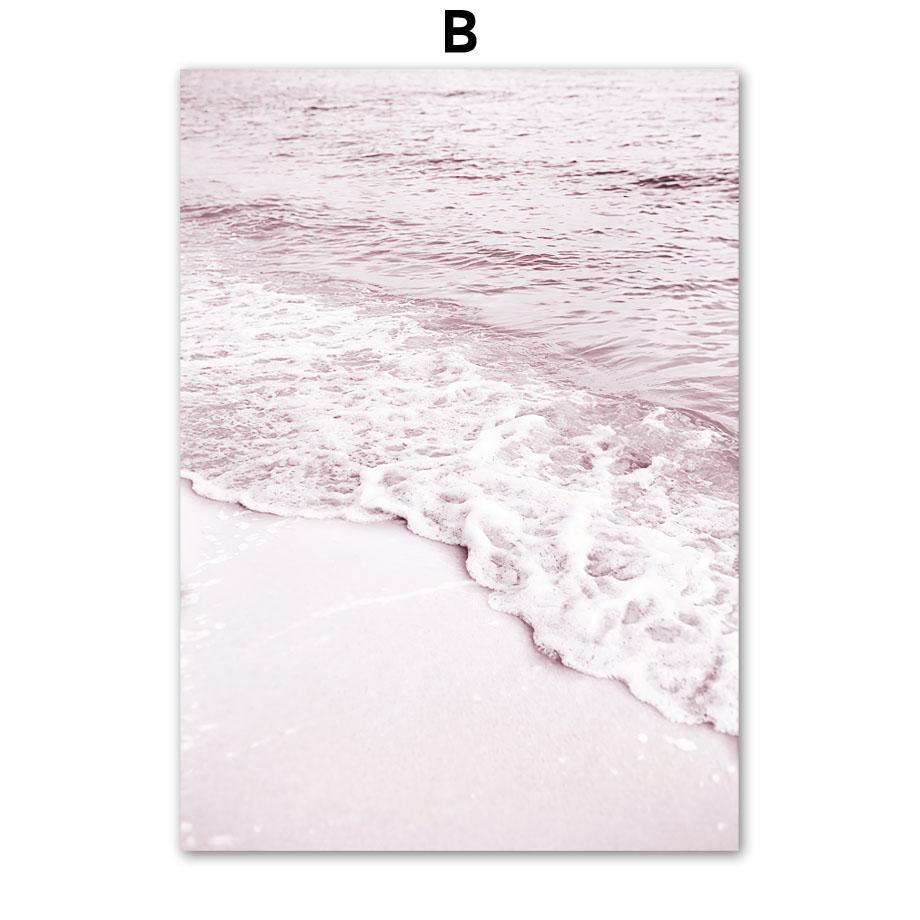 Fioletowa Plaża Morska Ptak Trzcina Róża Kaktus Sztuka Ścienna Malarstwo na Płótnie Plakaty i Wydruki Hotel Bar Obrazy Ścienne do Wystroju Salonu