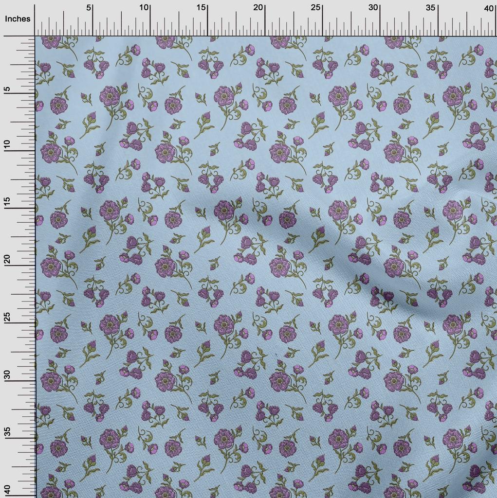 oneOone Cotton Flex Violet Fabric Leaves & Flower Floral Diy Clothing Quilting Fabric Print Fabric By Yard 40 Inch